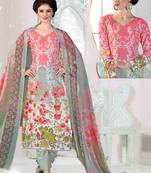 red printed satin semi stitched salwar with dupatta