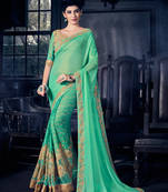 Green designer fancy skirt and border fancy fabrics and c/n paper silk saree with blouse