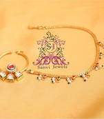 Ruby Zircon & Kundan Nose Ring