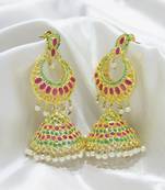 Multicolor pearl jhumkas