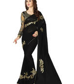 Black embroidered georgette saree with blouse
