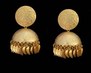 Gold Leaf Gold Plated Jhumka 1