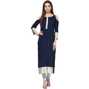 blue faux crepe crepe  kurti 1