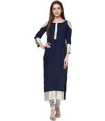 blue faux crepe crepe  kurti