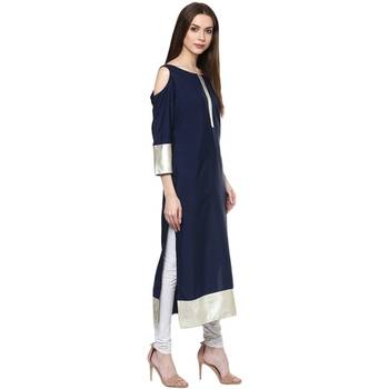 blue faux crepe crepe  kurti 2