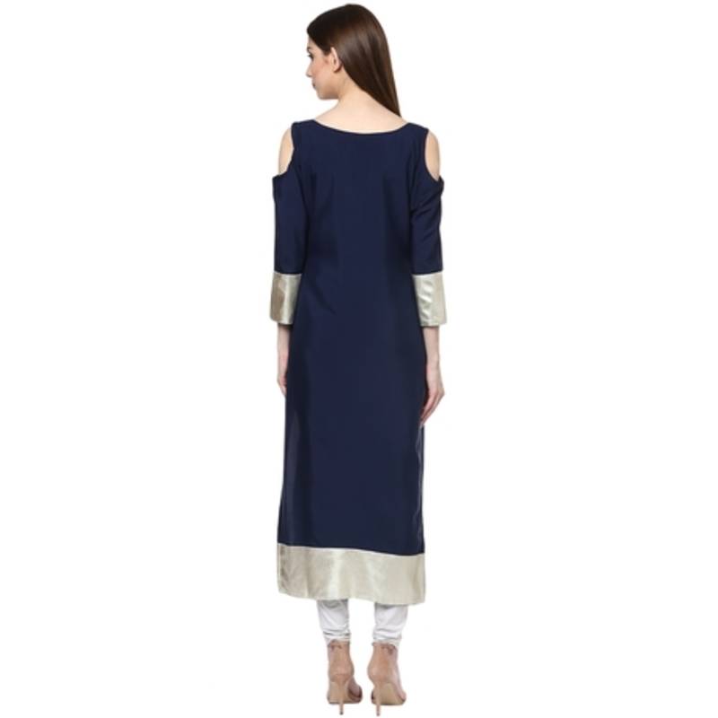 blue faux crepe crepe  kurti