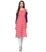 red faux crepe crepe  kurti