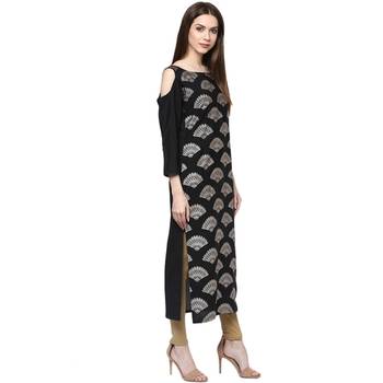 black faux crepe crepe  kurti 2