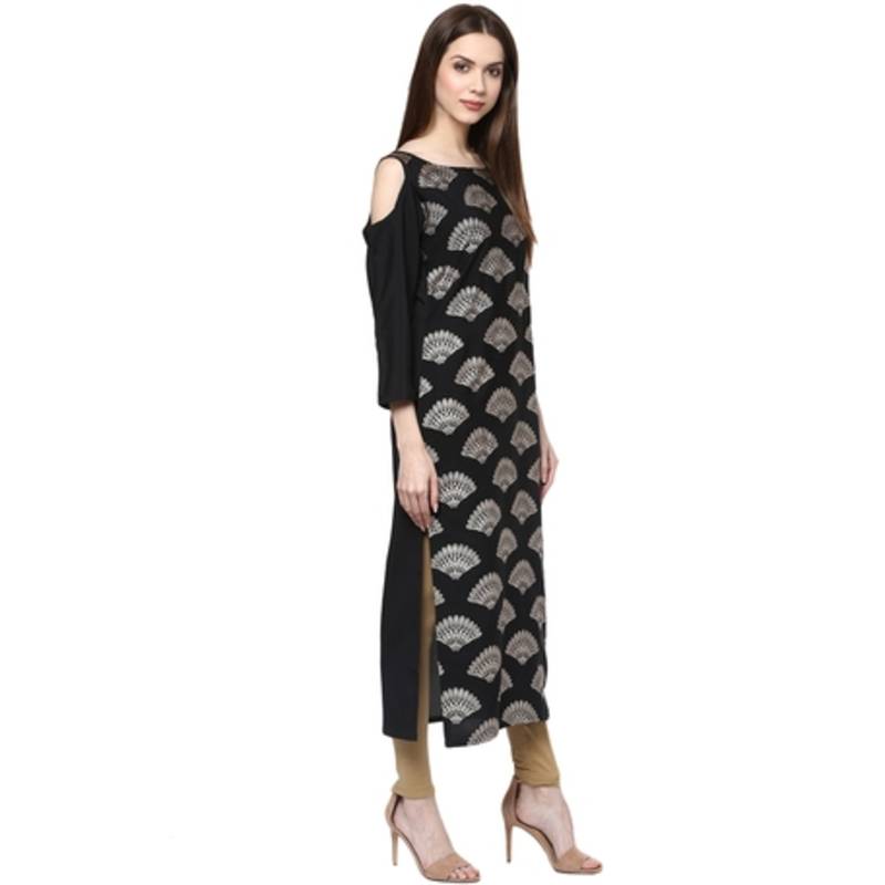 black faux crepe crepe  kurti