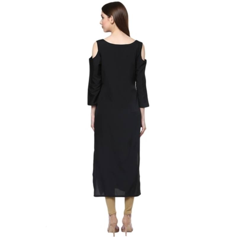 black faux crepe crepe  kurti