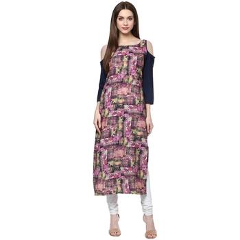 multicolor faux crepe crepe  kurti 1