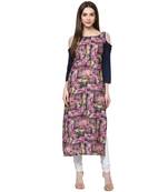 multicolor faux crepe crepe  kurti