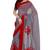 Grey With Red Border Marble Chiffon Designer Saree