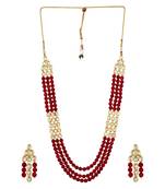 Kundan And Red Onyx Semi Precious Necklace Set With Earrings