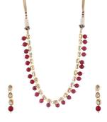 Kundan And Red Onyx Semi Precious Necklace Set