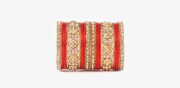 Traditional Golden Flower Pattern Bangle Set 1