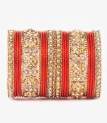 Traditional Golden Flower Pattern Bangle Set