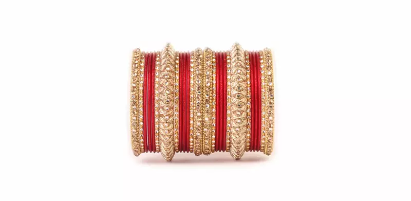 Traditional Red Kundan Work For Both Hands