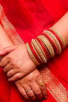 Traditional Red Kundan Work For Both Hands