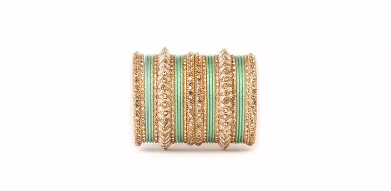 Traditional Pista Kundan Work For Both Hands