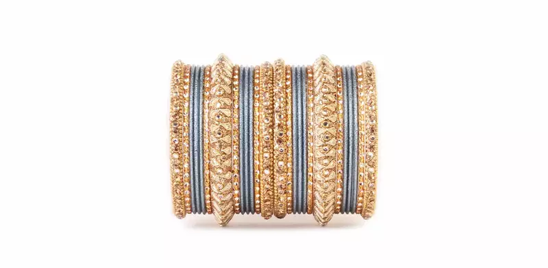 Traditional Grey Kundan Work For Both Hands