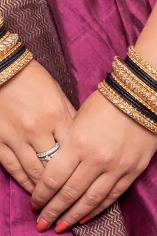 Traditional Black Kundan Work For Both Hands