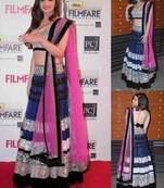 Alia bhatt Blue lehenga with pink dupatta.