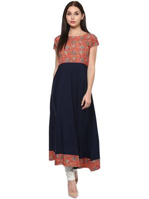Blue stitched Crepe  stitched kurti 1