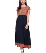 Blue stitched Crepe  stitched kurti