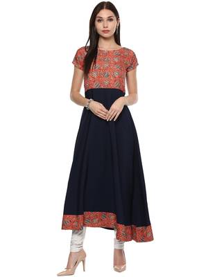 Blue stitched Crepe  stitched kurti 2