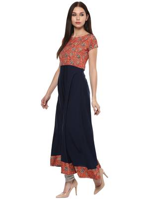 Blue stitched Crepe  stitched kurti 4