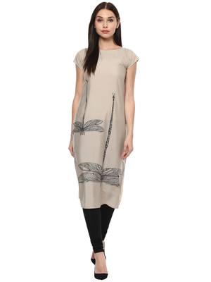 Grey stitched Crepe  stitched kurti 1