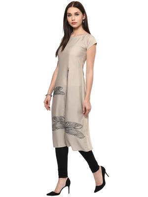 Grey stitched Crepe  stitched kurti 2