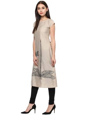 Grey stitched Crepe  stitched kurti 4