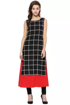Black stitched Crepe  stitched kurti