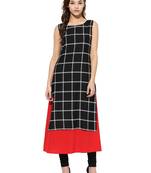 Black stitched Crepe  stitched kurti