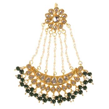 Green Beads And Pearl Kundan Jhoomar Passa 1