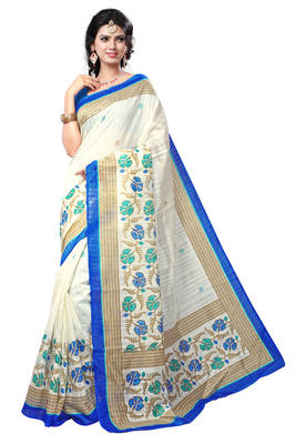 Multicolor Printed Bhagalpuri Silk Saree With Blouse 1