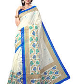 Multicolor Printed Bhagalpuri Silk Saree With Blouse