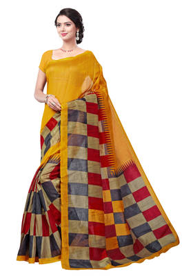Multicolor printed bhagalpuri silk saree with blouse 1