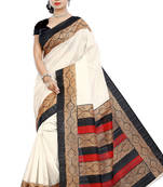 Multicolor printed bhagalpuri silk saree with blouse