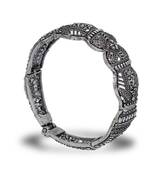 Adjustable Party Wear Collection Silver Tone Oxidised Designer Kada Bracelet