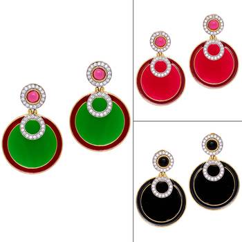 Multicolor Yellow Gold stone combo-earrings 1