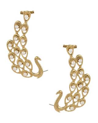 Peacock moti embellished earcuffs 1