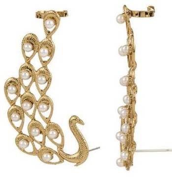 Peacock moti embellished earcuffs 2
