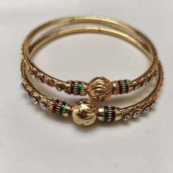 Metal Gold-plated with Diamond Bangle Set 1
