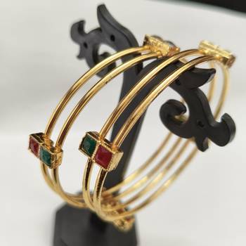 Metal Multi Stone Gold Plated Bangle Set 1