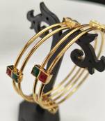 Reeti Fashions Metal Multi Stone Gold Plated Bangle Set