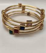Reeti Fashions Metal Multi Stone Gold Plated Bangle Set