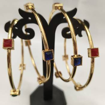 Metal Multi Stone Gold Plated Bangle Set 2